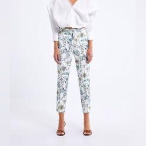 Zara Size S Bird and Flower Tropical Printed Ankle Legnth Women’s Pants